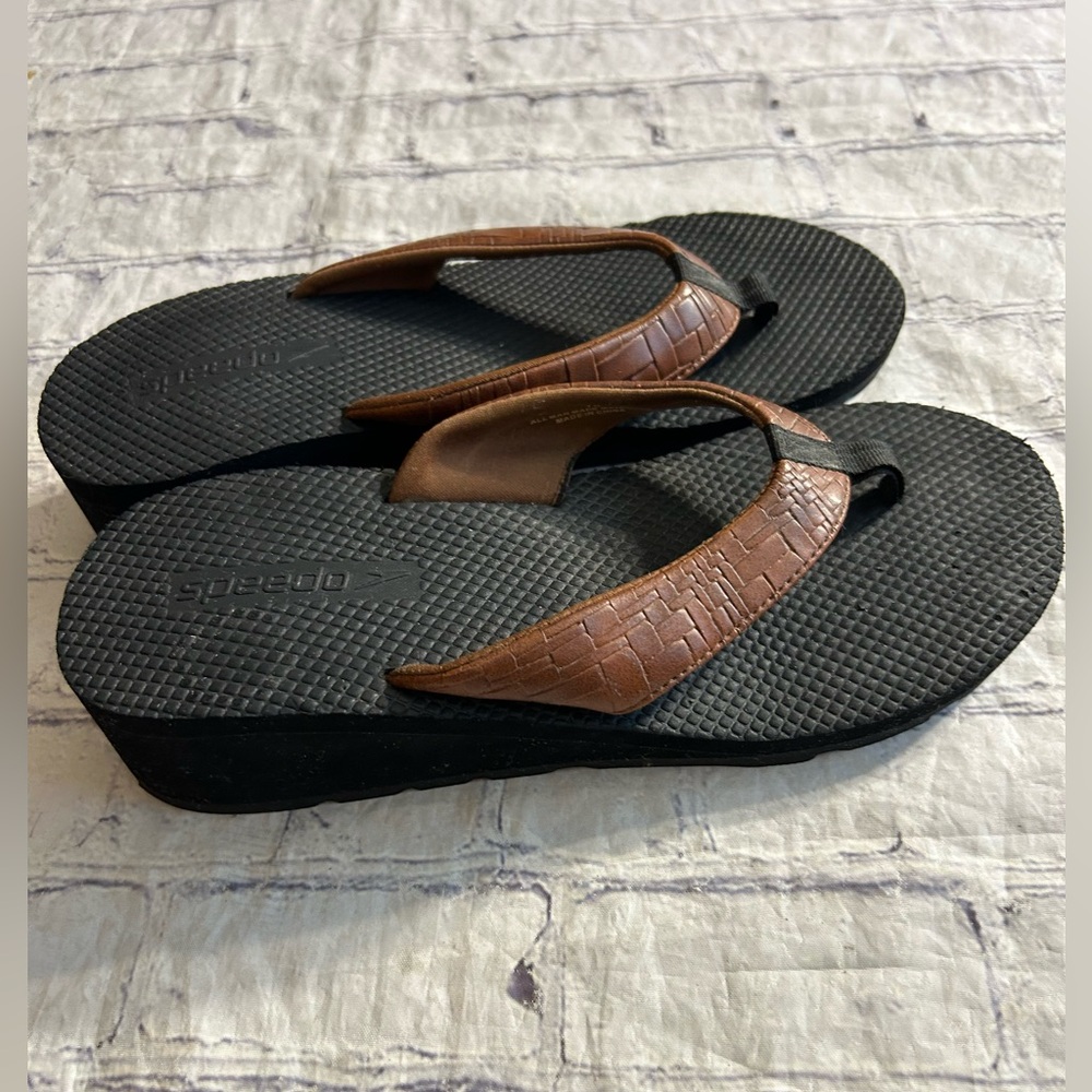 SPEEDO WEDGE THONG BROWN/BLACK WOMEN’S FLIP FLOPS SIZE 11